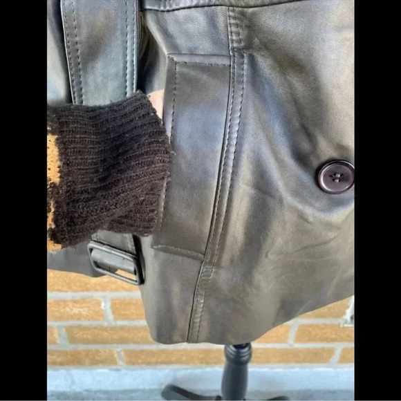 REISS double breasted leather jacket Sz 10 - Picture 6 of 16